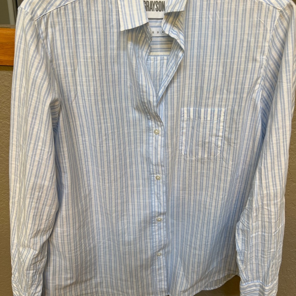 Frank & Eileen Grayson Light Blue Striped Button Down Shirt
